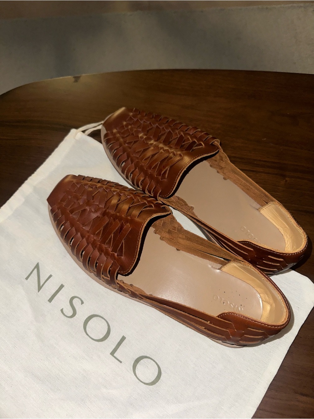 Nisolo Brown Woven Leather Men's Slip-On Loafers, Men's Huarache Sandal 2.0 - Picture 4 of 4